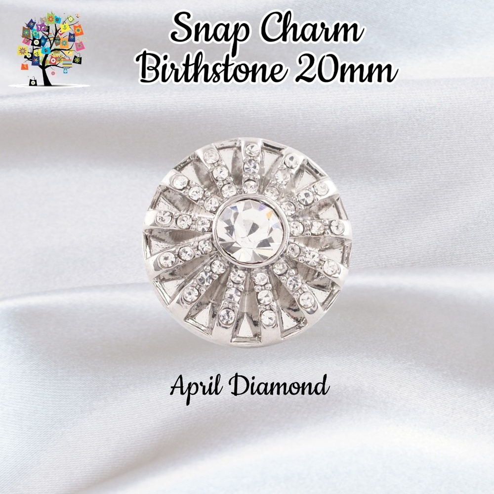April Birthstone Snap Charm 20mm for Standard Size Accessories